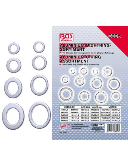 REF  8143   Surtido de arandelas aluminio 300 piez